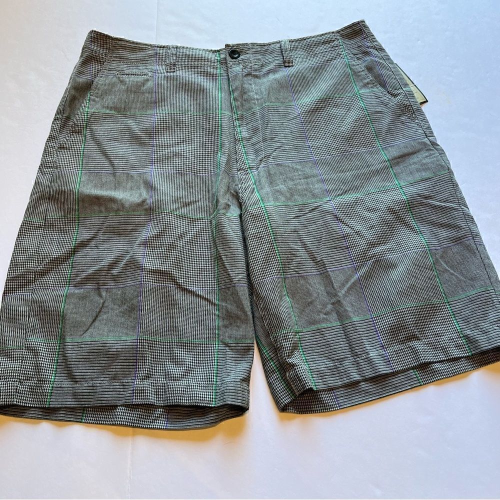 Men's Champs Dress Shorts Multi tooth Plaid blk/cream Size 38